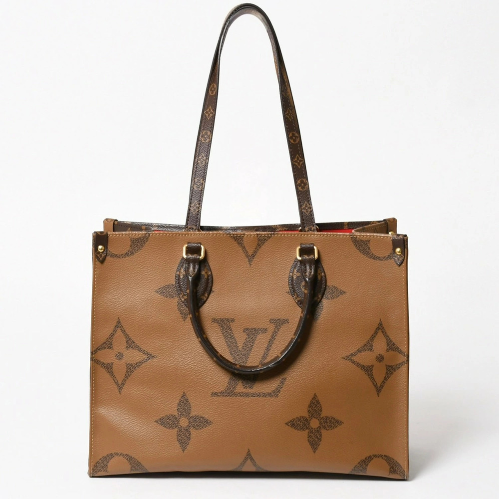 LOUIS VUITTON Monogram Giant Reverse On The Go Tote Bag Brown